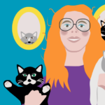 disegno donna con gatti